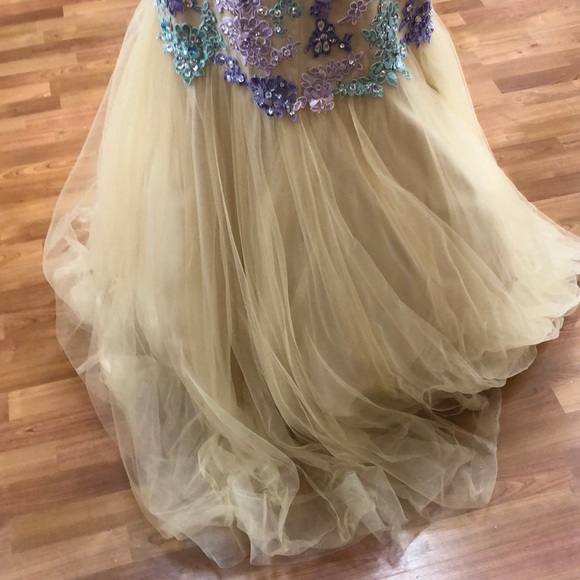 ✔️ Nude-lilac-mint prom dress with rhinestones - Picture 6 of 8